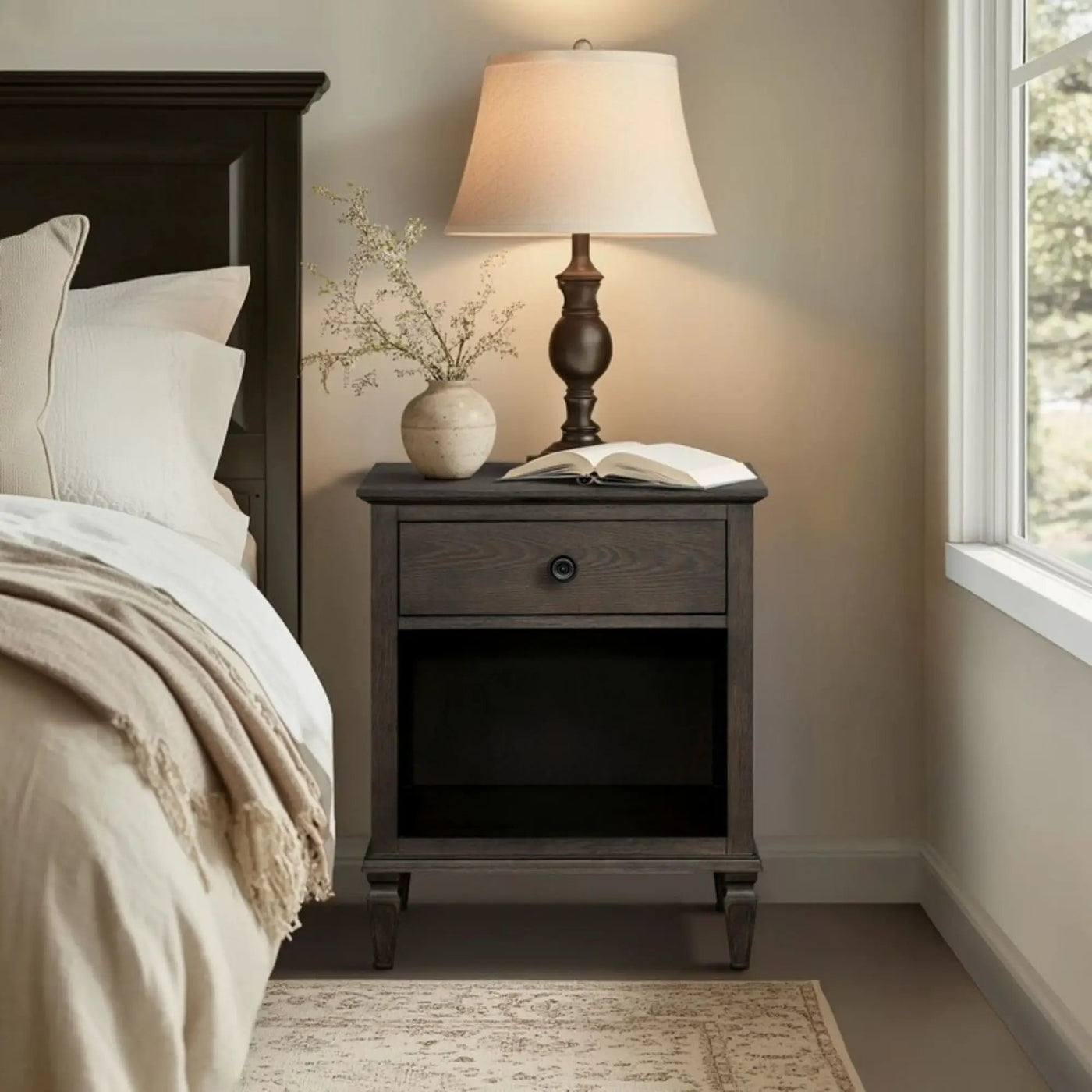 Victoria - Nightstand With Open Storage by HouseOfZazla