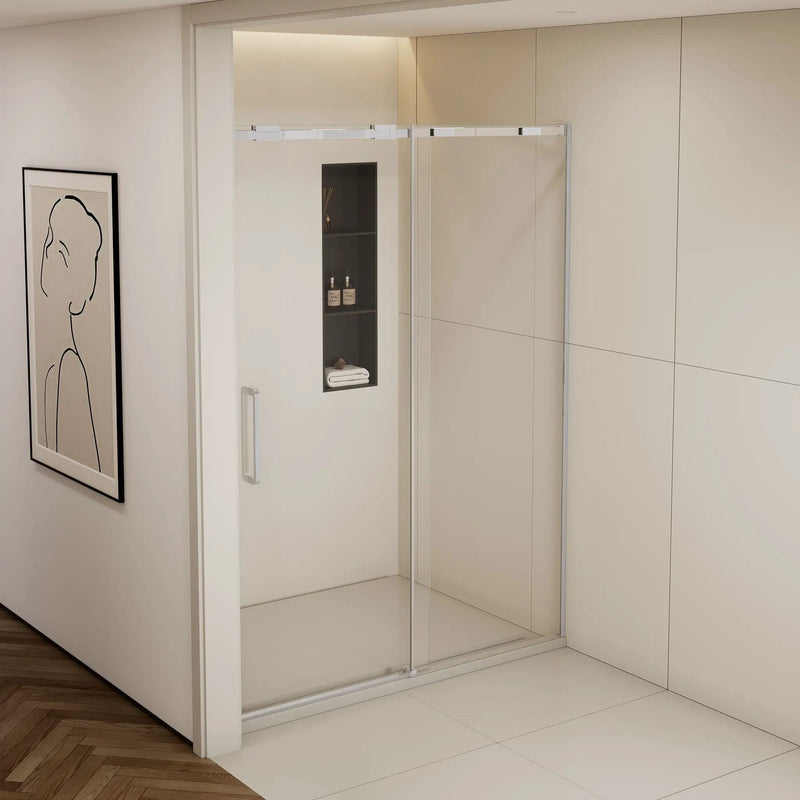 Semi-Frame Single Sliding Shower Door With Clear Tempered Glass by HouseOfZazla