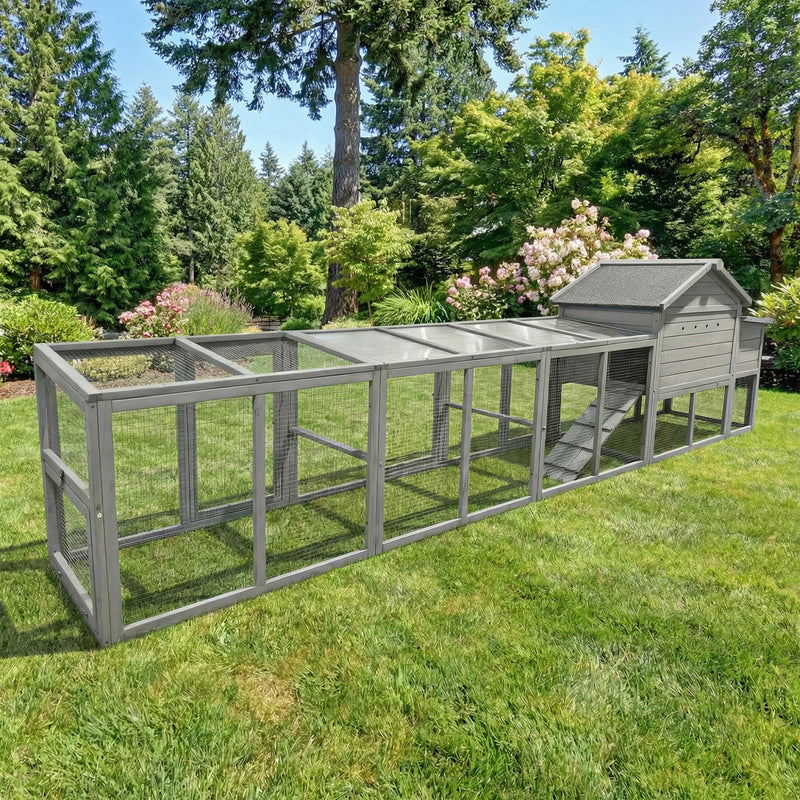 141" Gray Large Wooden Chicken Coop with Nesting Box by HouseOfZazla
