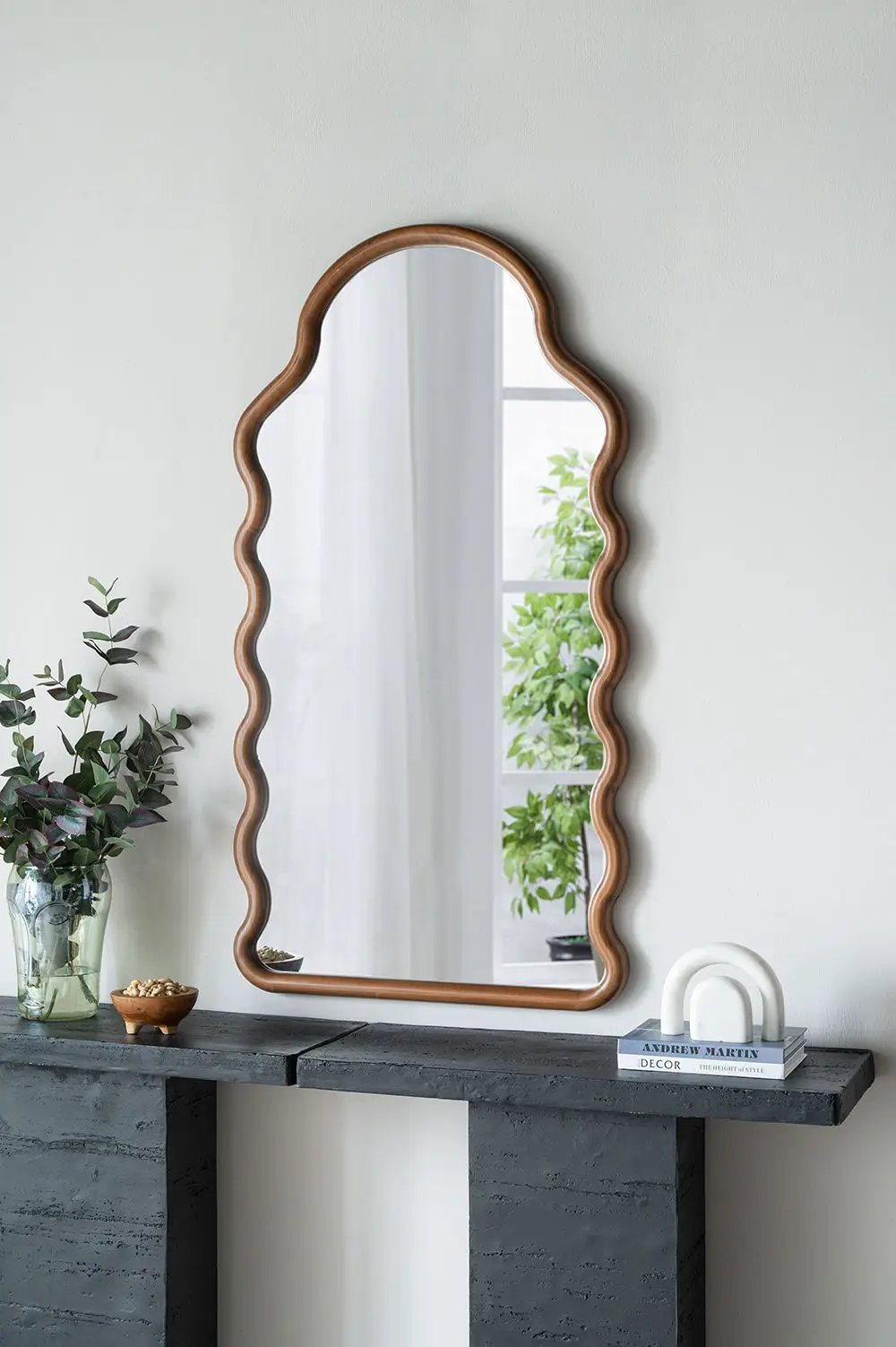 Wood Mirror With Unique Frame - Brown by Unique Piece Furniture