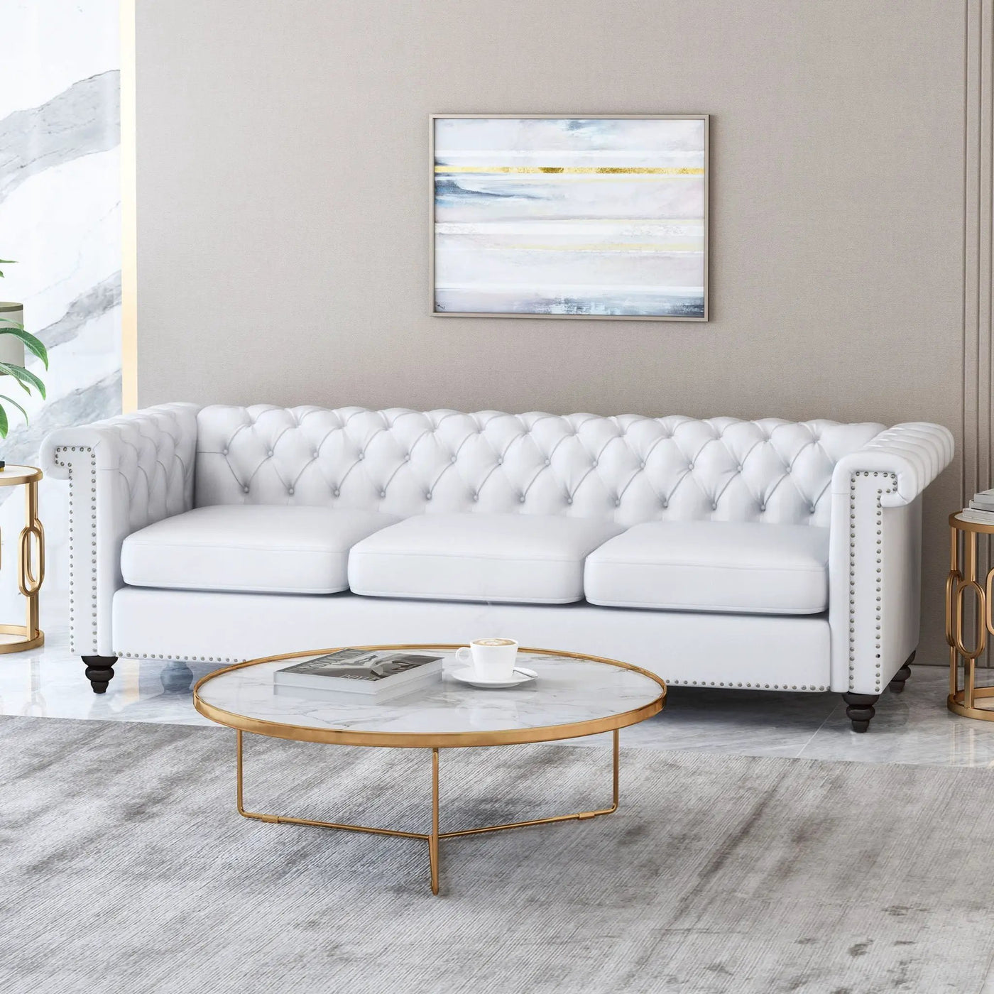 Chesterfield Style 3 Seater Sofa With Deep Button Tufting by HouseOfZazla