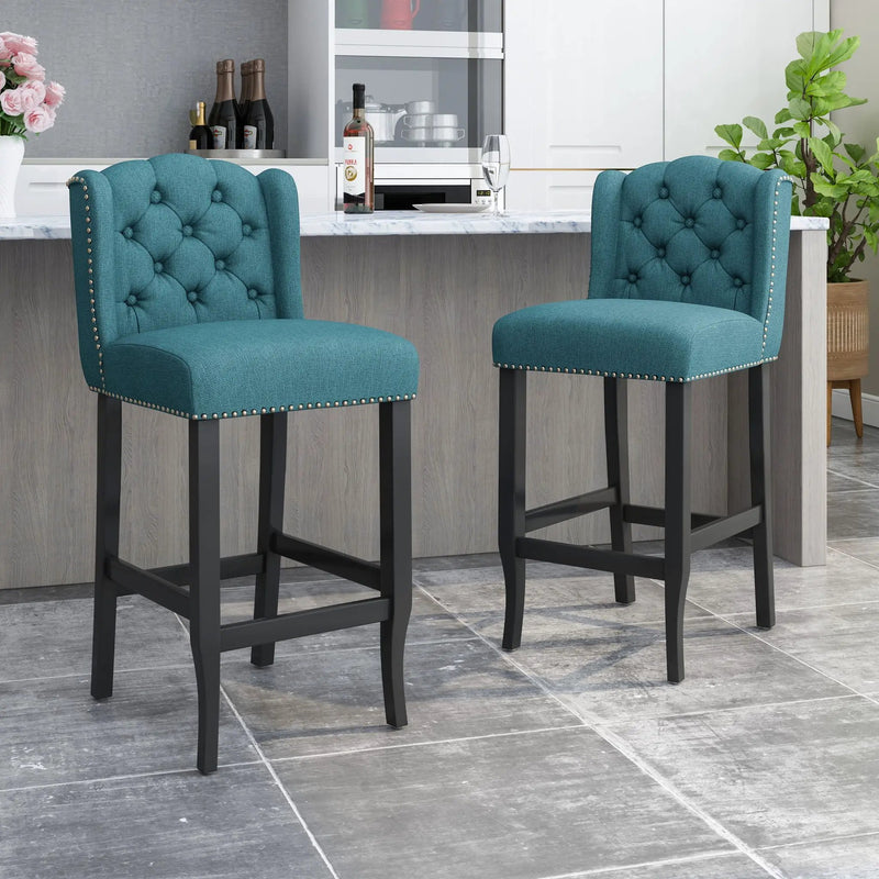 Vienna Contemporary Fabric Tufted Wingback Counter Stools (Set of 2) by HouseOfZazla