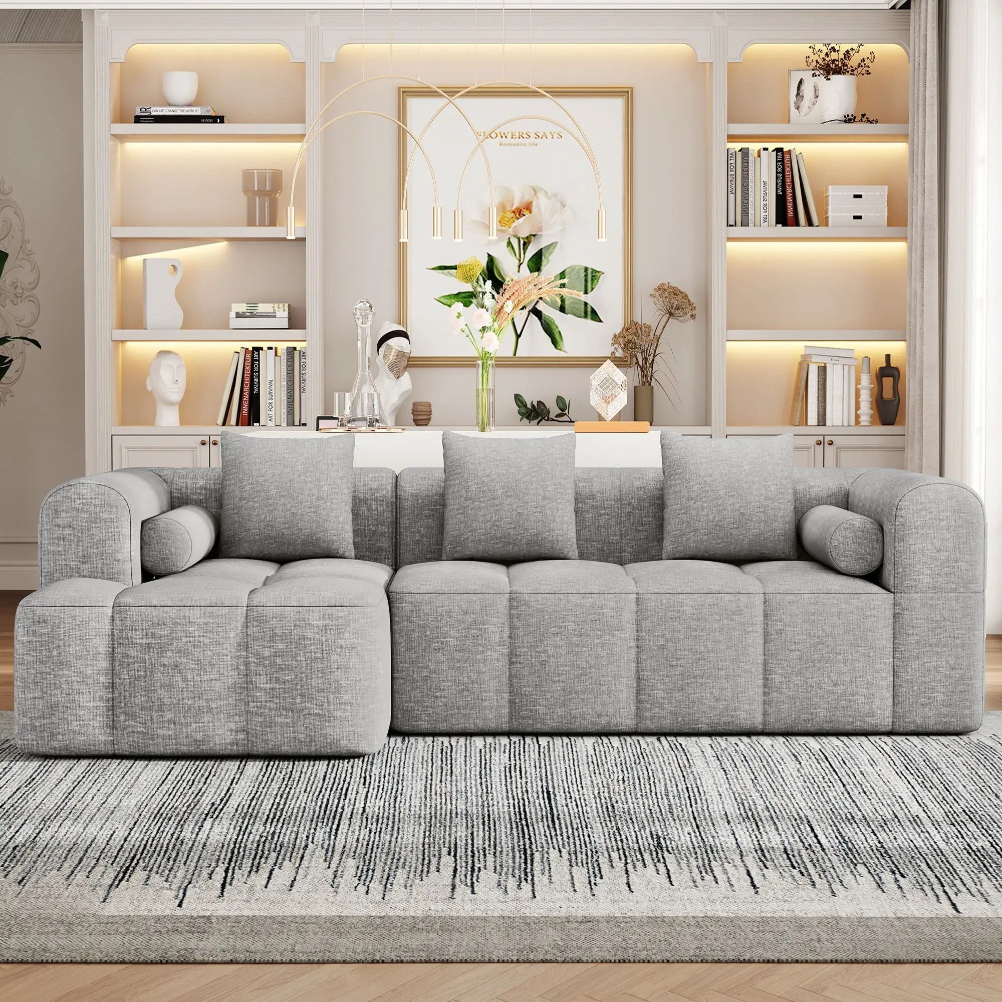 Sectional Free Combined Sofa With 2 Side Pockets