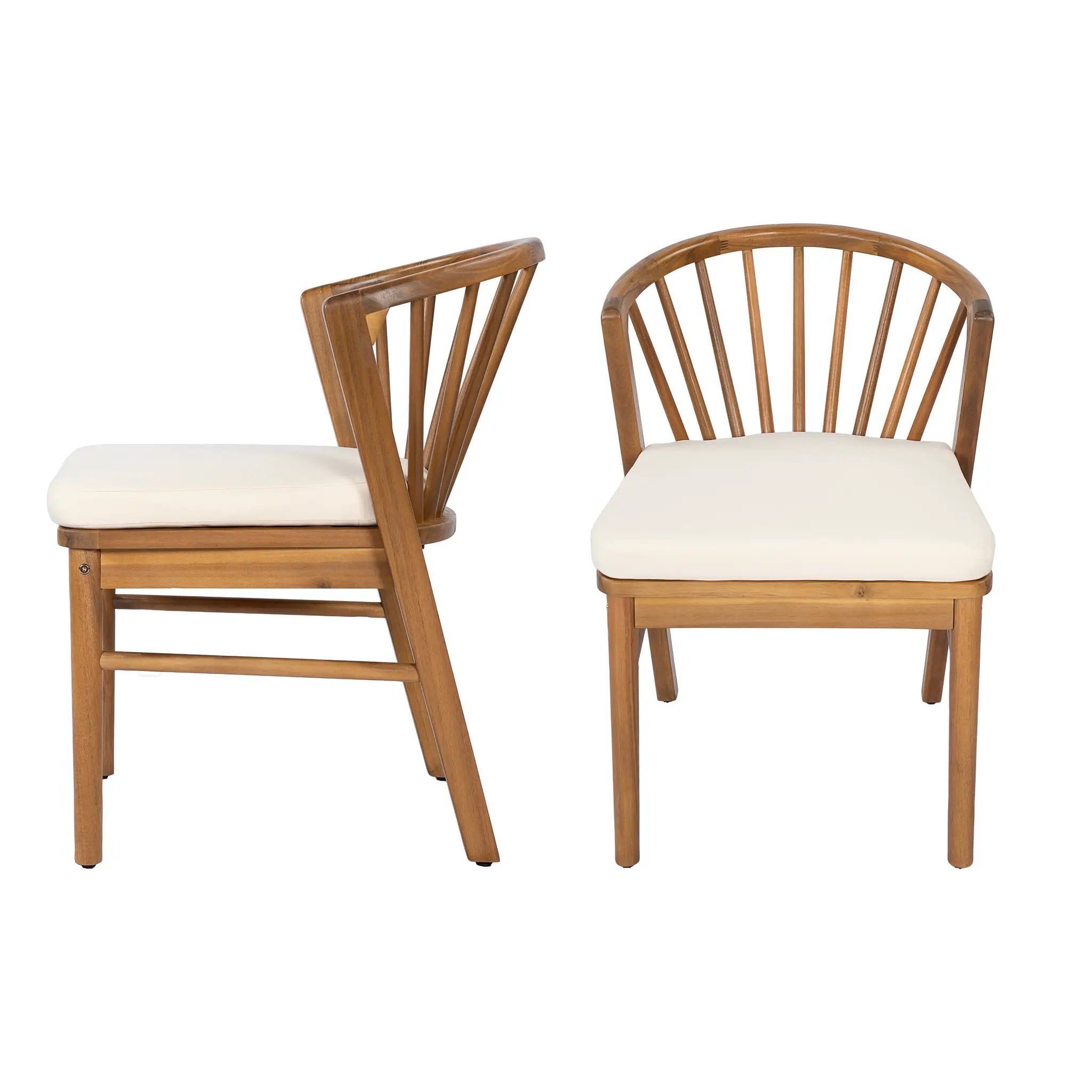 Outdoor Dining Chairs Set of 2, Acacia Wood Patio Chairs with Cushions by HouseOfZazla