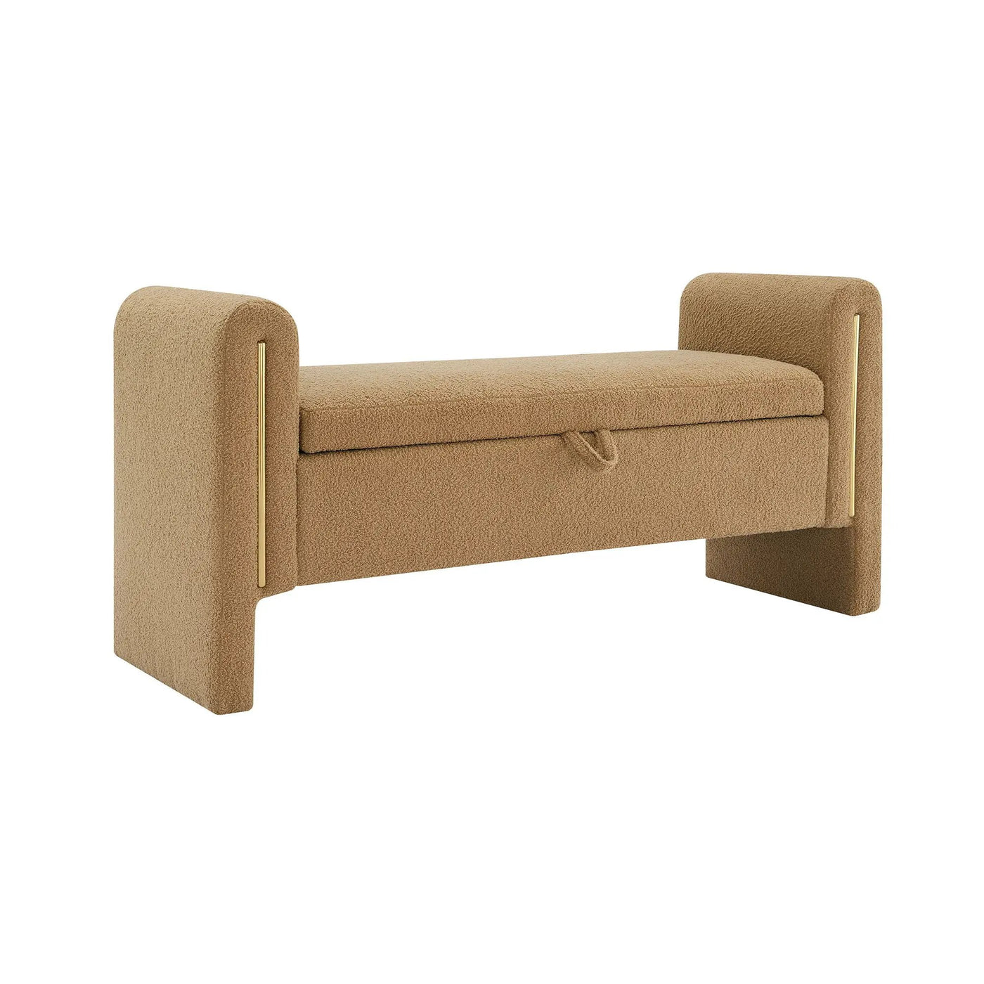 Modern Teddy Upholstered Large Bed End Bench With Arms And Storage by HouseOfZazla