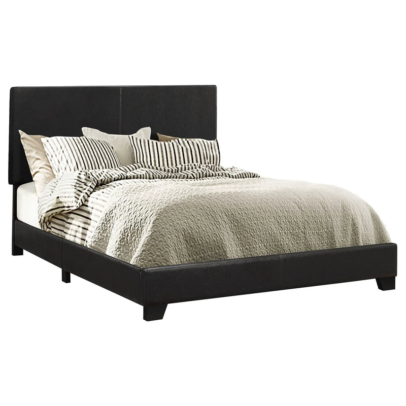 Dorian Faux Leather Upholstered Eastern King Panel Bed Black by Unique Piece Furniture