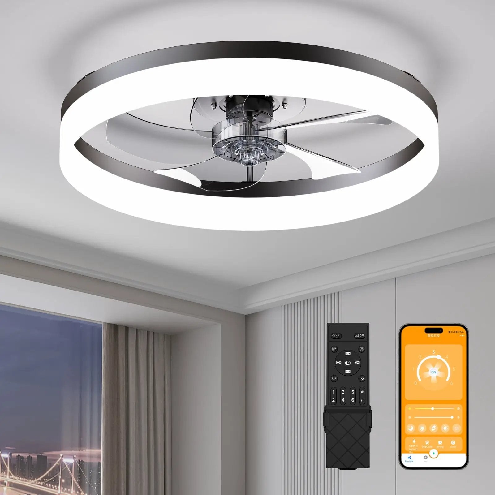 19.7" LED Ceiling Fan Light with Remote & App Control by HouseOfZazla