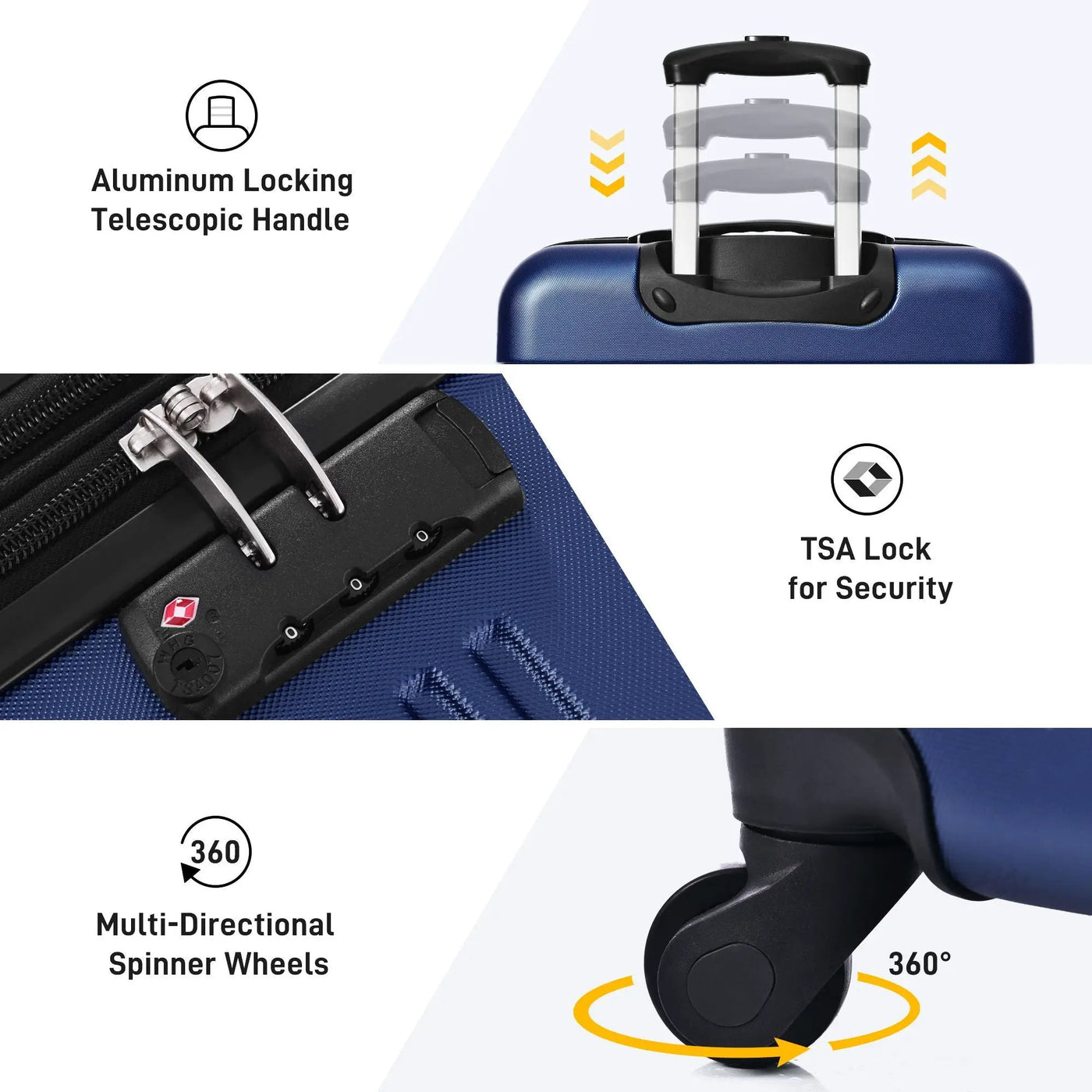 3 Piece Luggage Set Hardside Spinner Suitcase With Tsa Lock 20" 24" 28" Available by HouseOfZazla