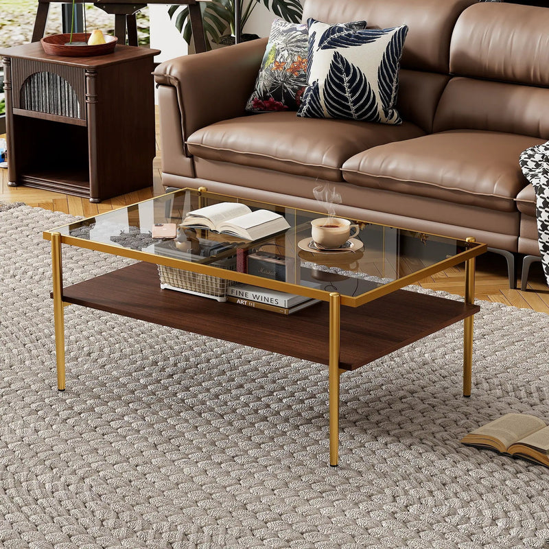 Rectangle Coffee Table With Tempered Glass Top And Legs, Modern Table For Living Room by Unique Piece Furniture