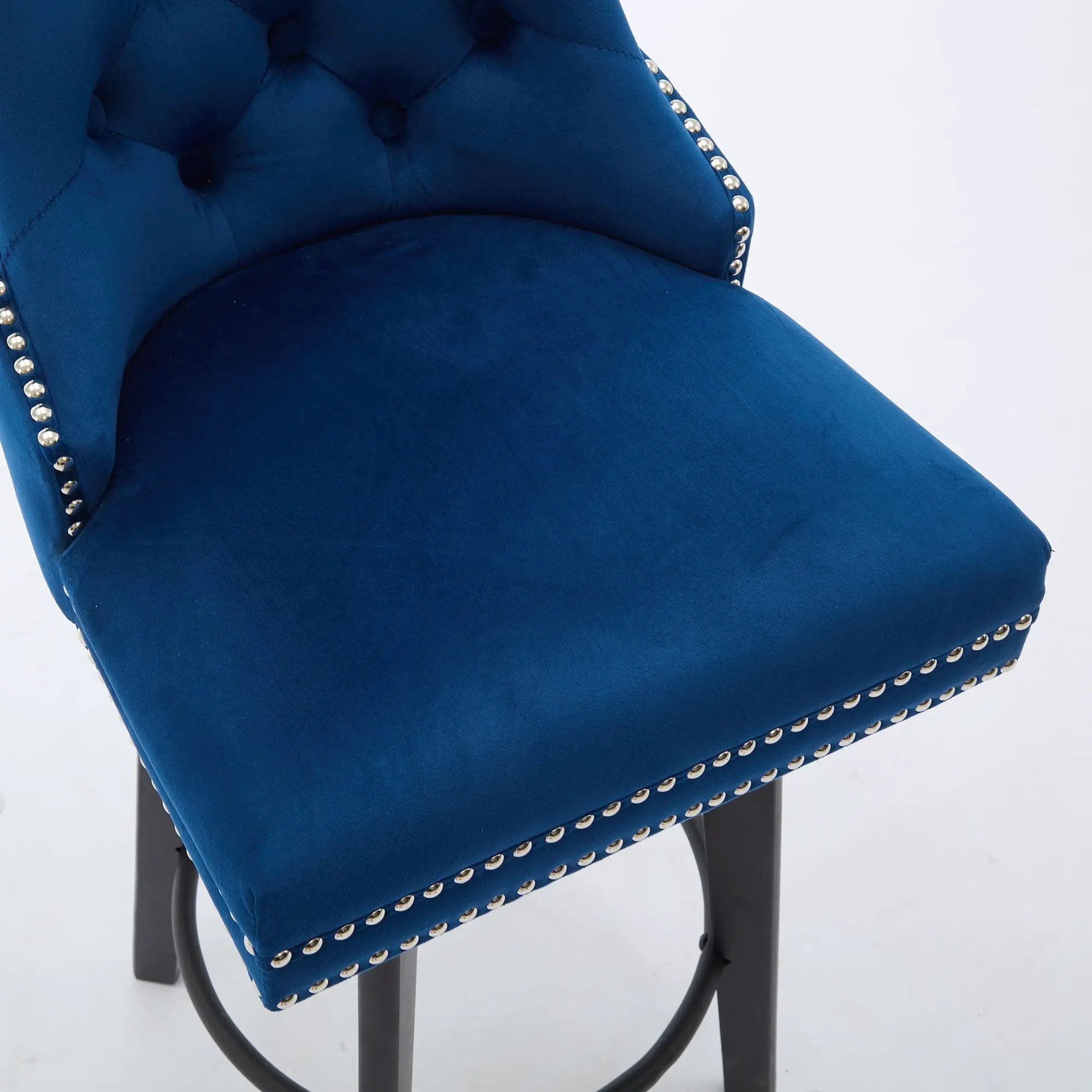 Swivel Bar Stools With Button Tufted Design And Rivet Trim