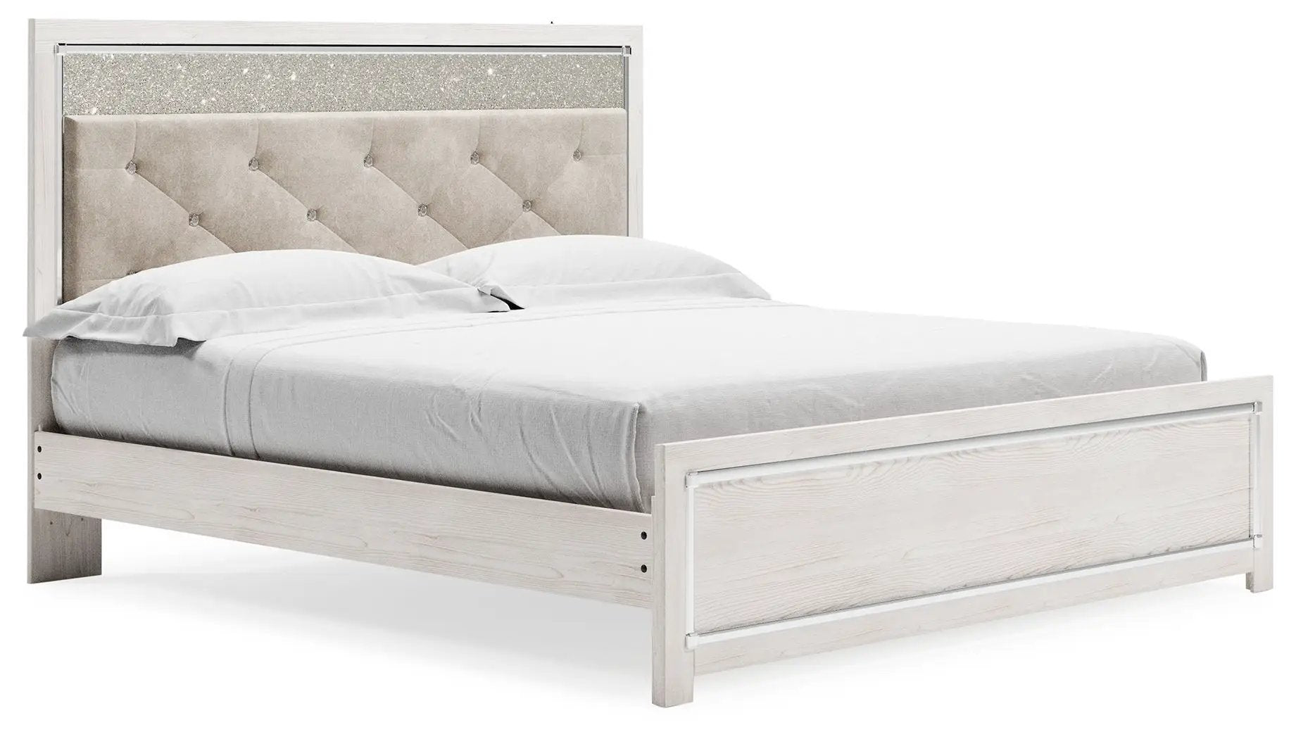Altyra - King Panel Bed With Upholstered Headboard - White by Unique Piece Furniture
