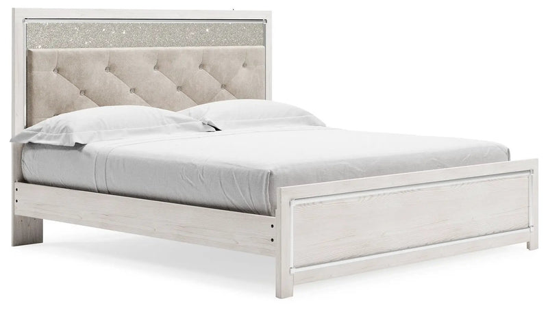 Altyra - King Panel Bed With Upholstered Headboard - White by Unique Piece Furniture