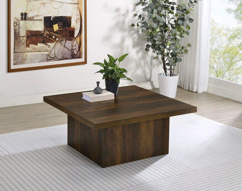 Devar Square Engineered Wood Cocktail Coffee Table Dark Pine by Unique Piece Furniture
