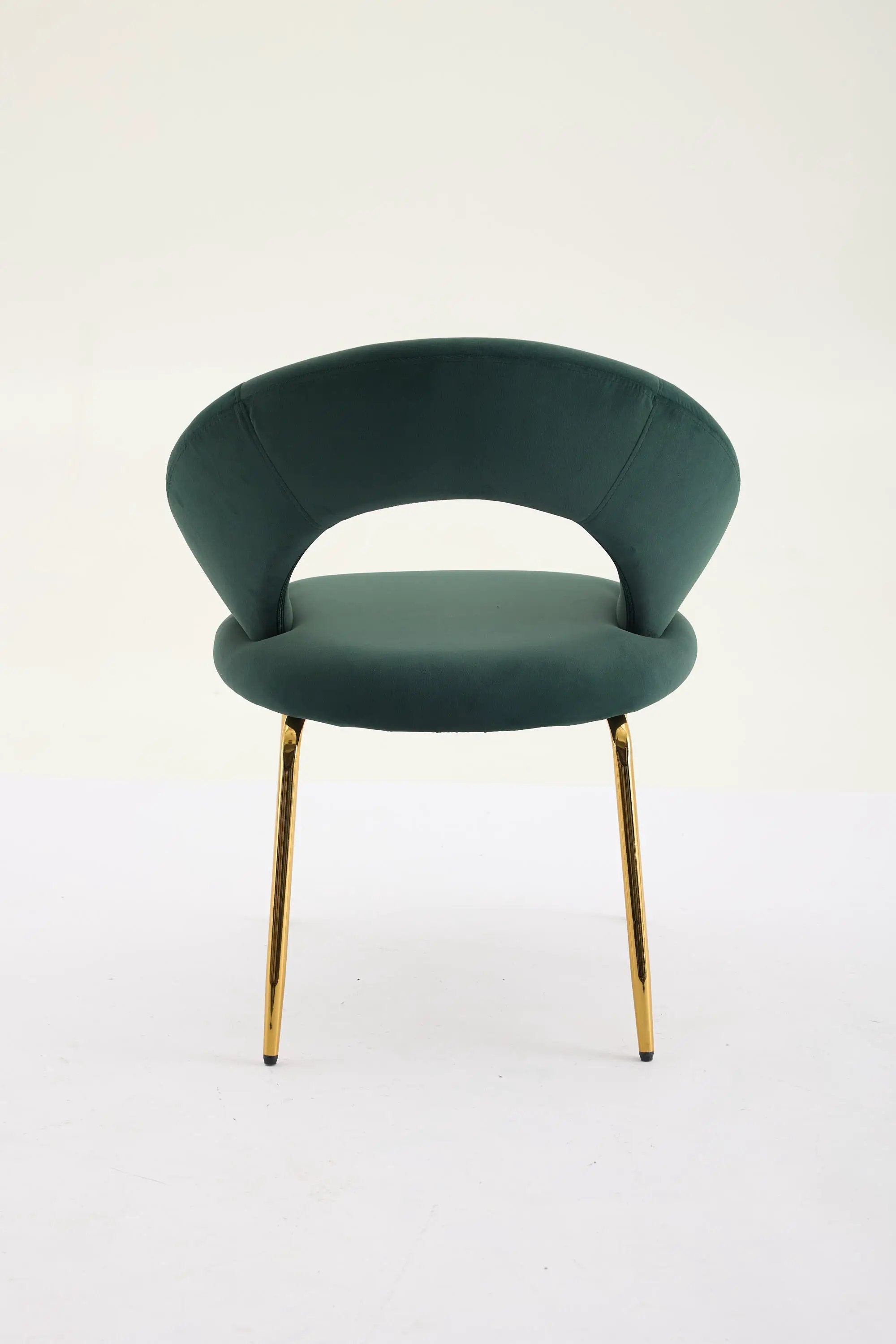 Velvet Fabric Dining Chair with Curved Backrest and Golden Metal Legs by HouseOfZazla
