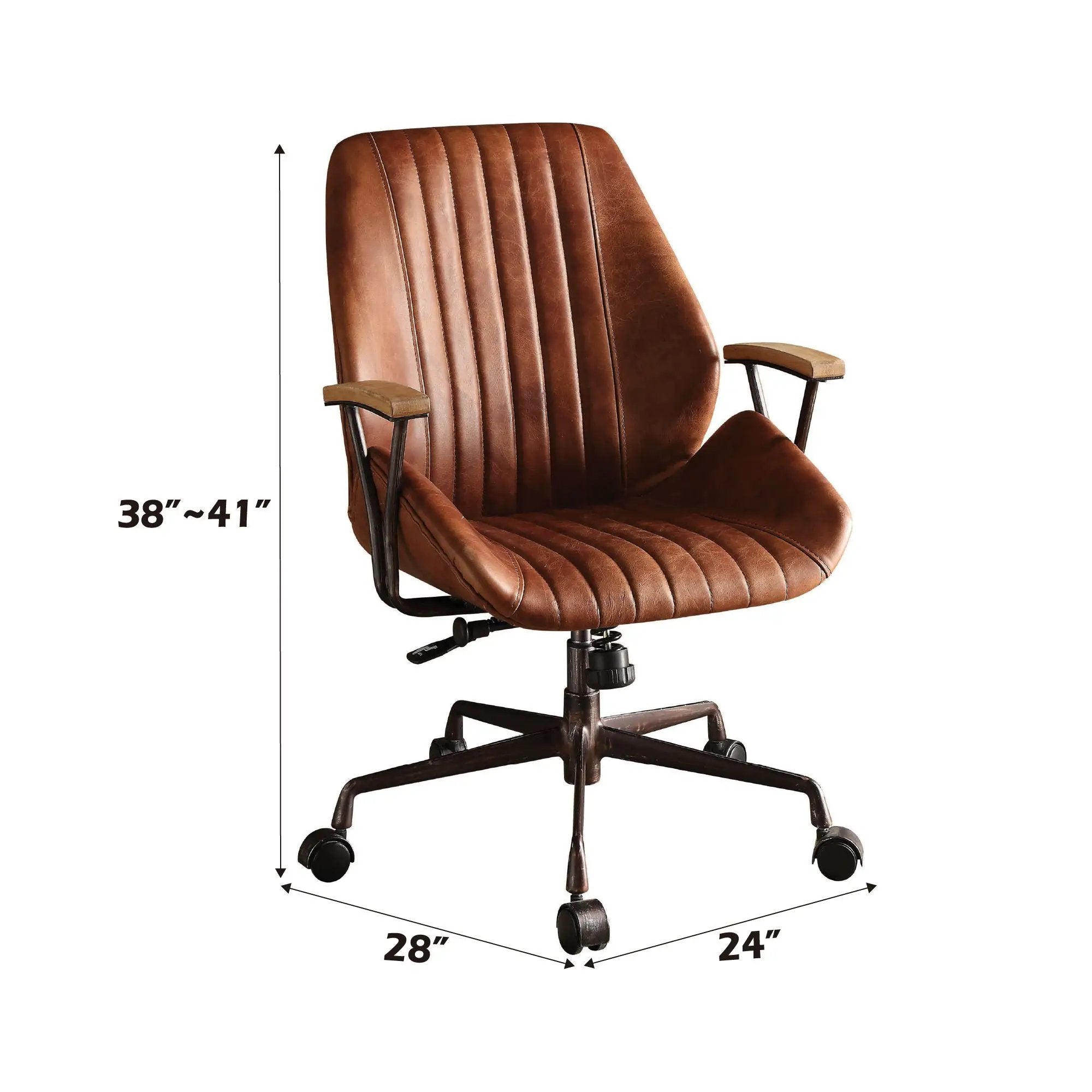 Brancaster - Aluminum Top Grain Leather Office Chair - Coffee by Unique Piece Furniture