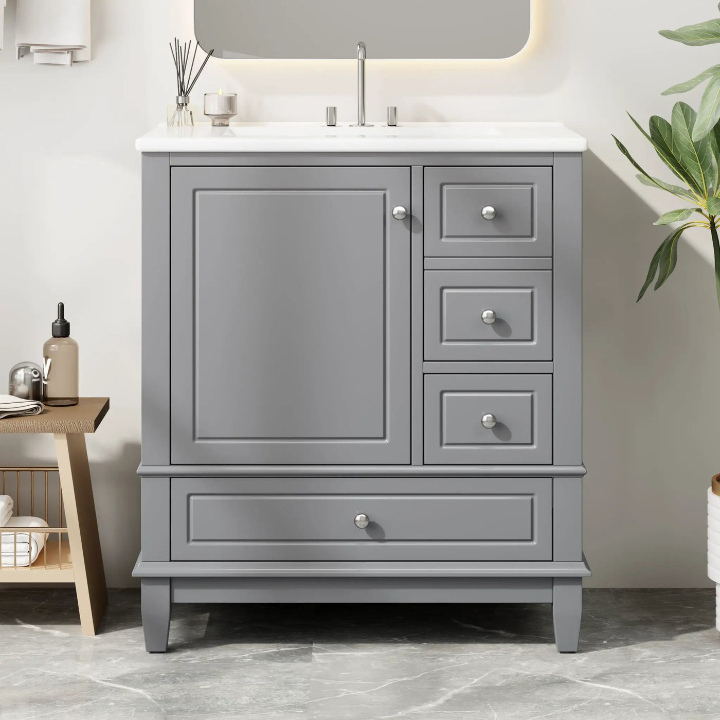 Freestanding Bathroom Vanity With Sink, Soft Close Door, 3 Drawers by HouseOfZazla