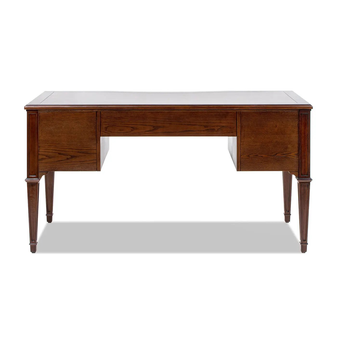 Dauphin Gold Accent 5-Drawer Wood Executive Desk Dark Walnut Ash Wood & Veneer by HouseOfZazla