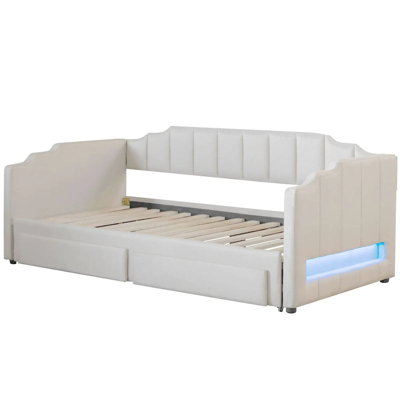 Extendable Daybed With LED Light And 2 Storage Drawers by HouseOfZazla
