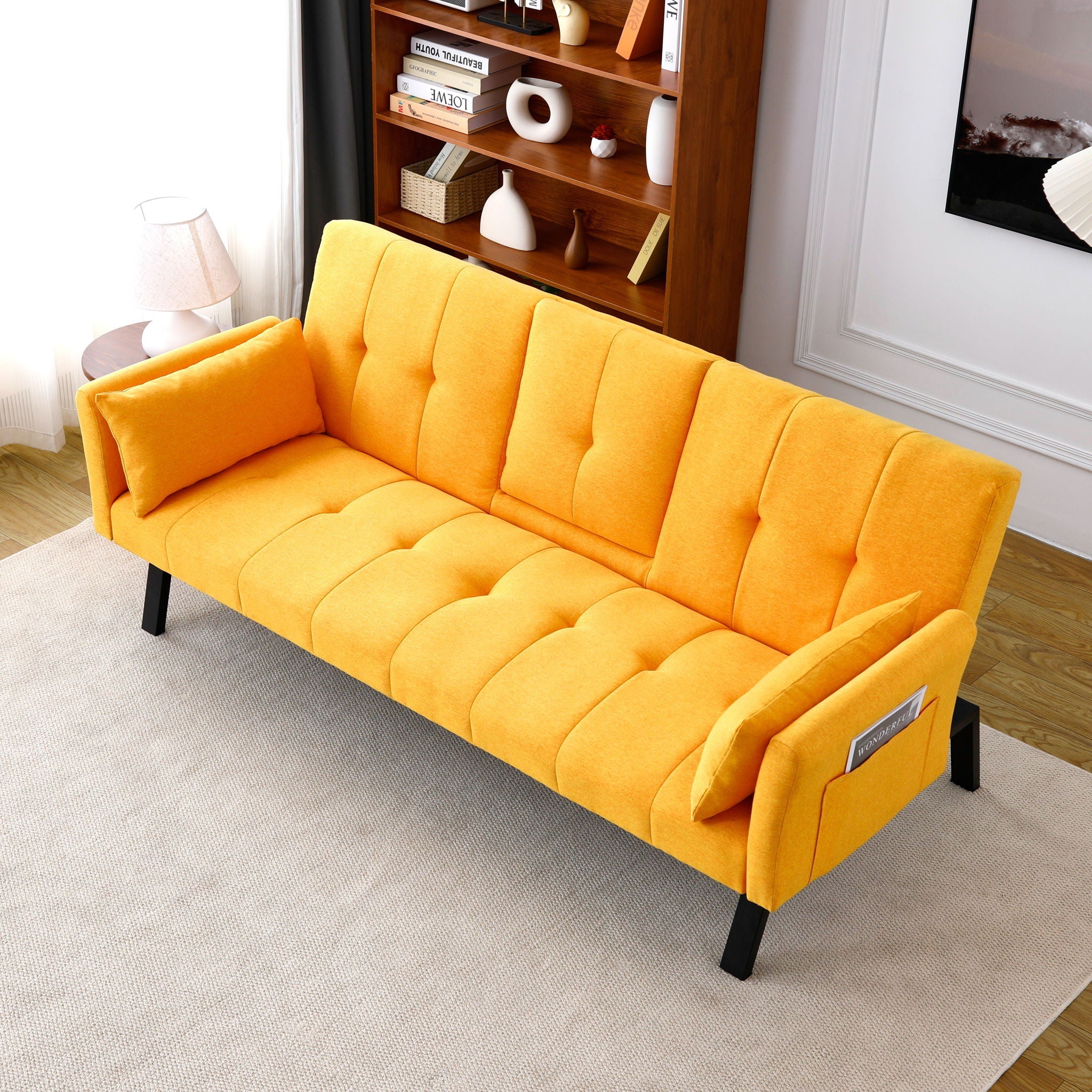 Sofa Bed With Foldable Design And Cup Holder by HouseOfZazla