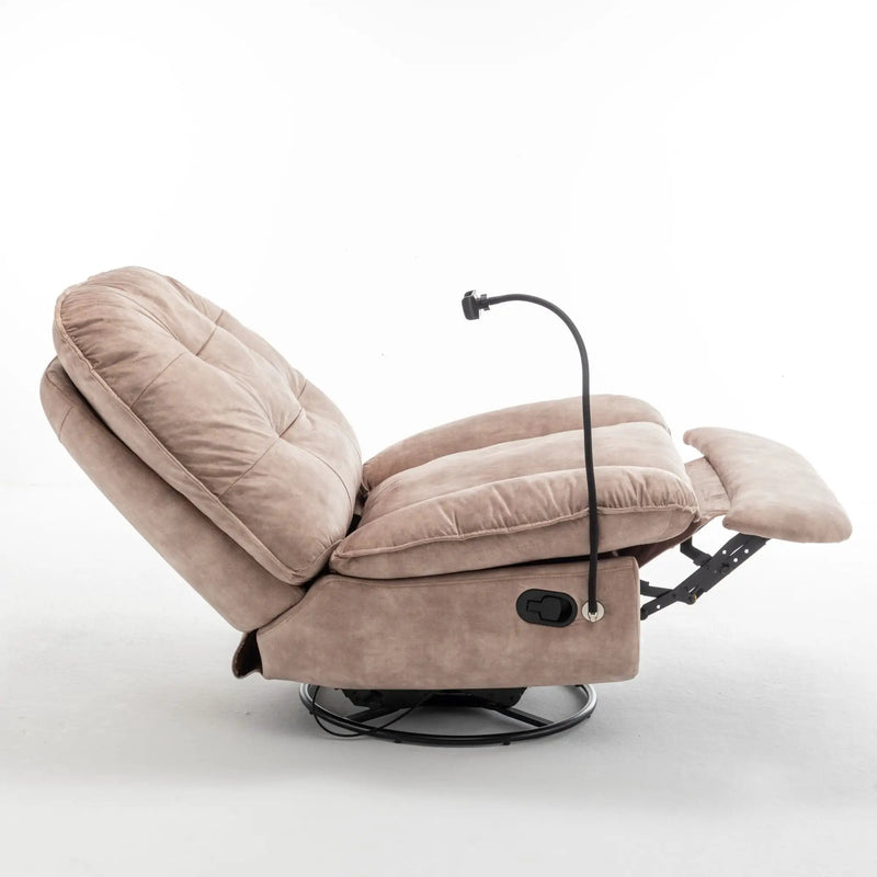 Modern Swivel Gliding Recliner Chair With Rocking Function And Phone Holder, Large Comfortable by HouseOfZazla