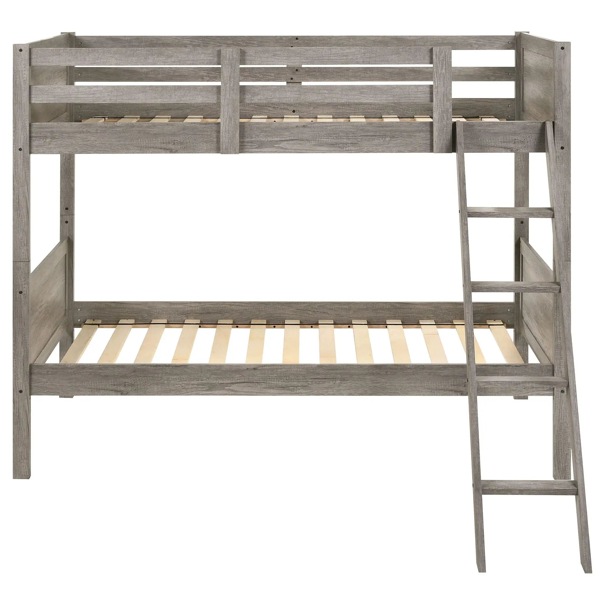 Ryder Wood Twin Over Twin Bunk Bed Weathered Taupe by Unique Piece Furniture
