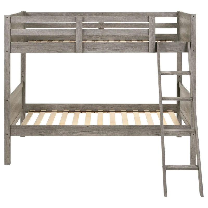 Ryder Wood Twin Over Twin Bunk Bed Weathered Taupe by Unique Piece Furniture