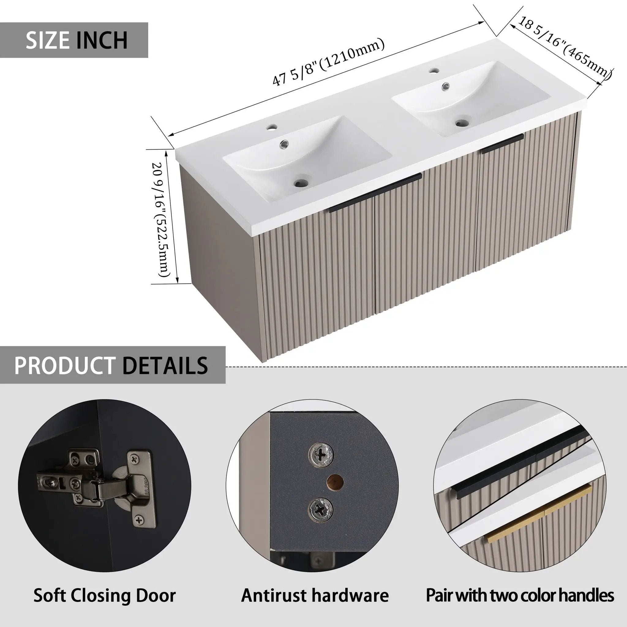 Contemporary Wall Mounted Bathroom Vanity With Resin Double Sink by Unique Piece Furniture