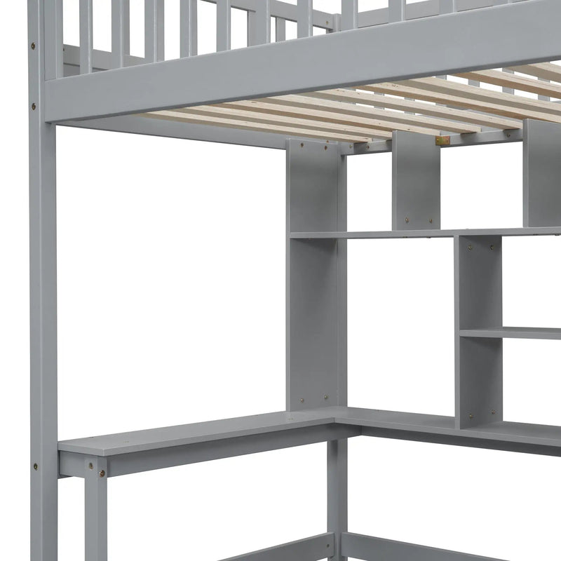 Loft Bed With Bookshelf, Drawers, Desk, And Wardrobe by HouseOfZazla