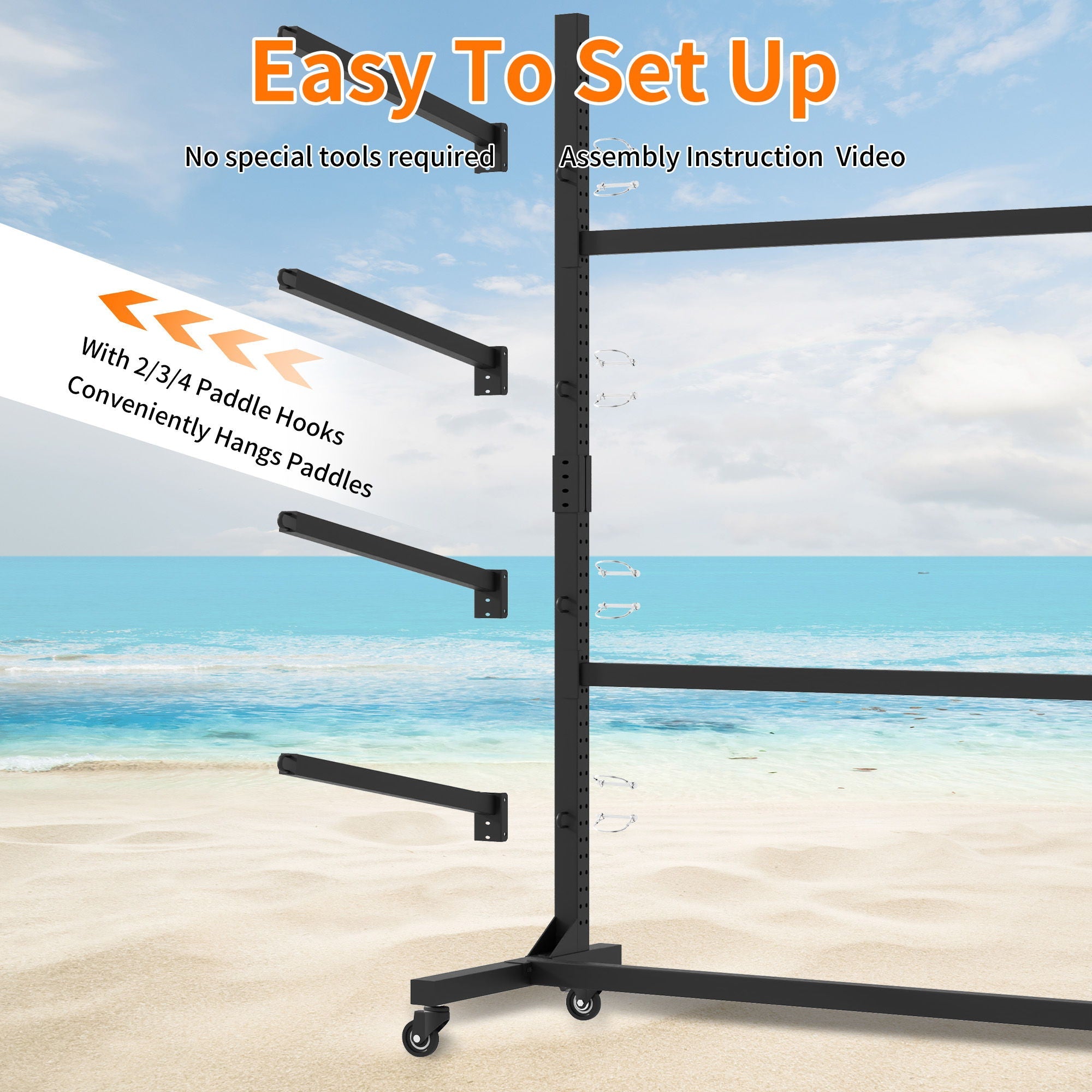 Freestanding Kayak Storage Rack With Lockable Wheels For Kayak, Canoe, Sup & Surfboard by HouseOfZazla