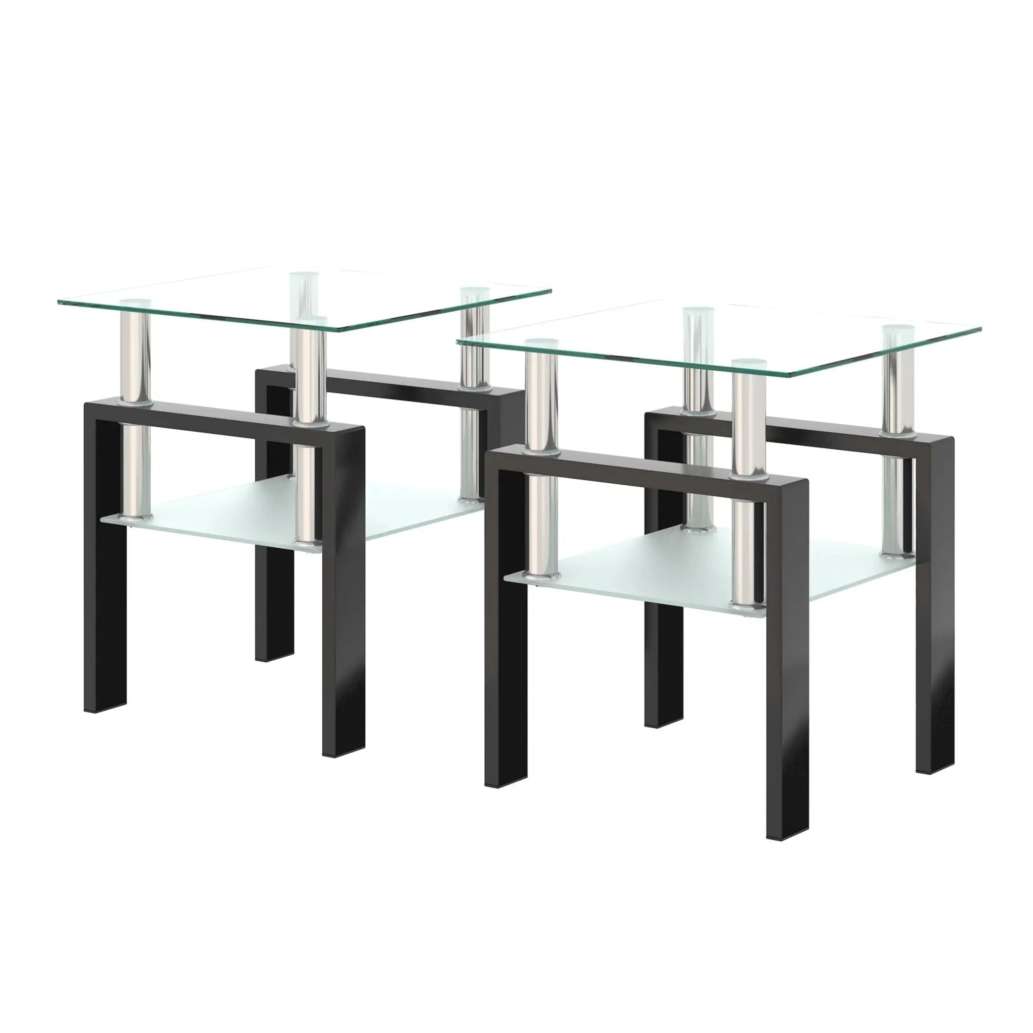 Modern Tempered Glass Tea Table, End Square Table For Living Room by Unique Piece Furniture
