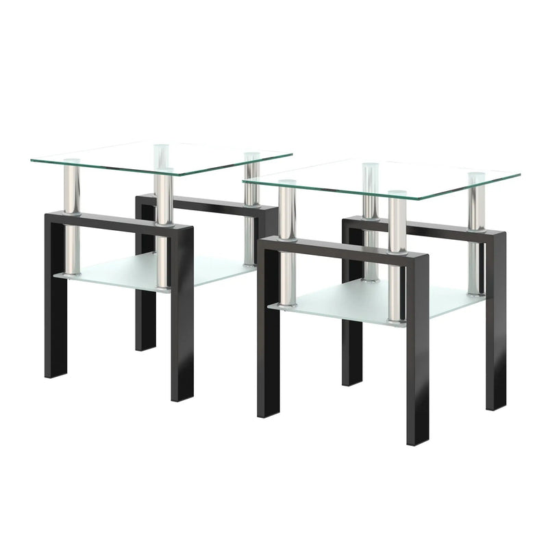 Modern Tempered Glass Tea Table, End Square Table For Living Room by Unique Piece Furniture
