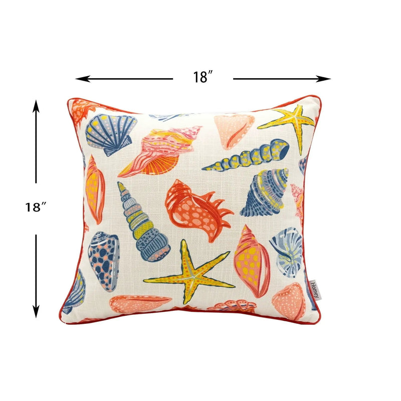 Square Coral Outdoor Pillows (Set of 2) - Multi by HouseOfZazla