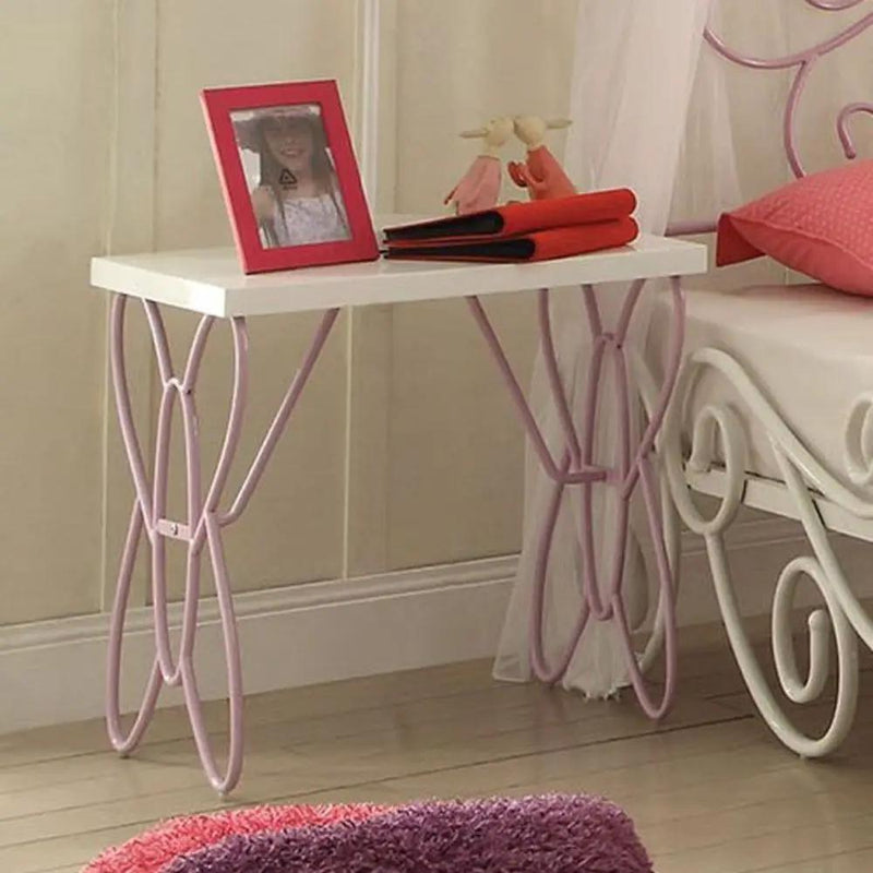 Priya II - Nightstand - White & Light Synthetic Leather Rple by Unique Piece Furniture