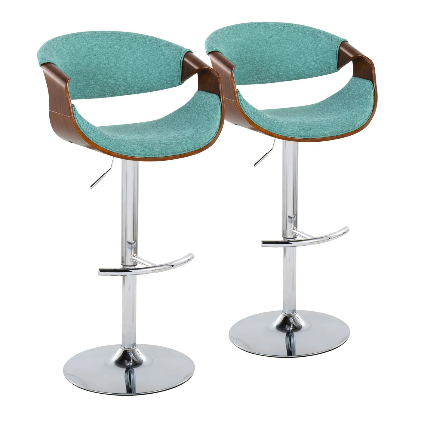 Curvo - Mid Century Modern Adjustable Barstool With Swivel With Rounded T Footrest (Set of 2) by HouseOfZazla
