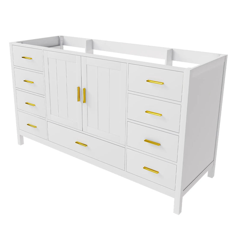 60" Bathroom Vanity Base Cabinet with Storage in White by HouseOfZazla