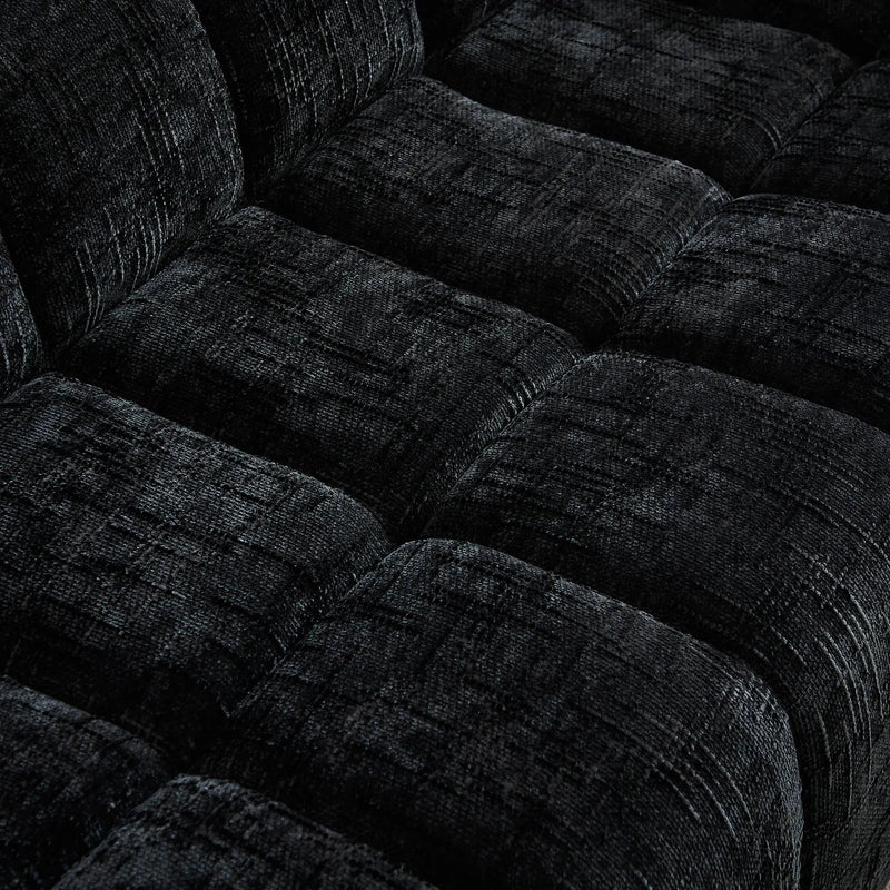 Quilted Cloud Sofa With Rounded Armrests And Piano Key Backrest Design by HouseOfZazla