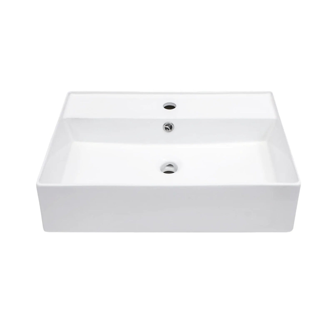 Modern Ceramic Rectangular Wall Mounted Bathroom Sink With Faucet Hole & Overflow by HouseOfZazla
