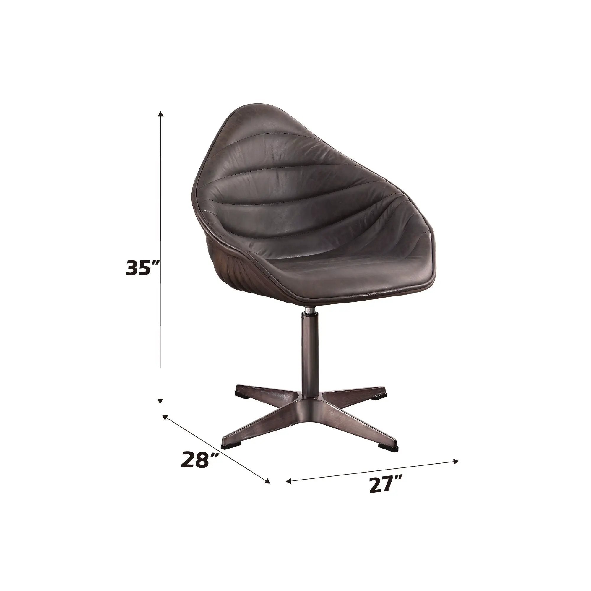 Pipino - Top Grain Leather Accent Chair With Swivel - Antique Ebony by Unique Piece Furniture
