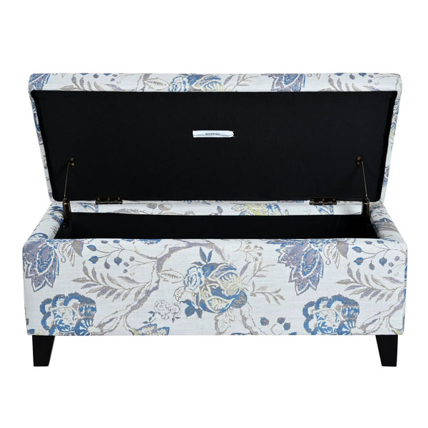 Luxury Storage Ottoman With Floral Patterned Fabric