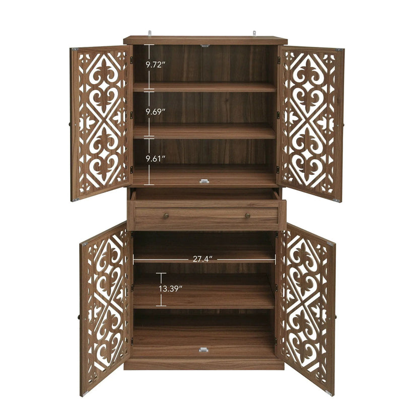 4 Door Cabinet With 1 Drawer, With 4 Adjustable Inner Shelves, Storage Cabinet by HouseOfZazla
