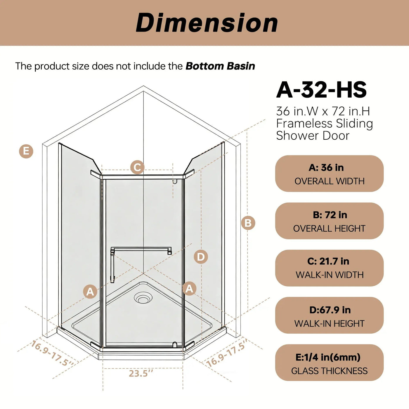 Frameless Neo Angle Shower Door WithTempered Glass by HouseOfZazla