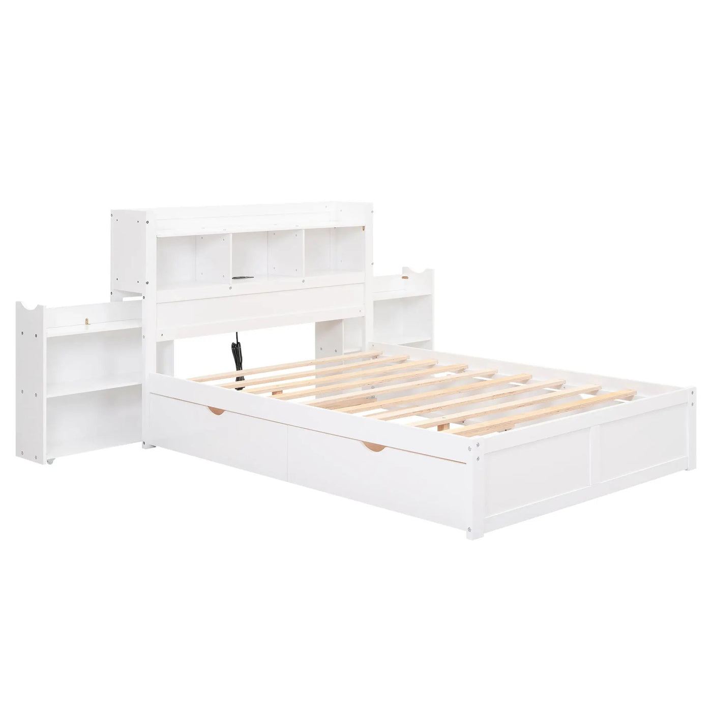 Storage Platform Bed With Pull Out Shelves, Trundle, And 2 Drawers by HouseOfZazla