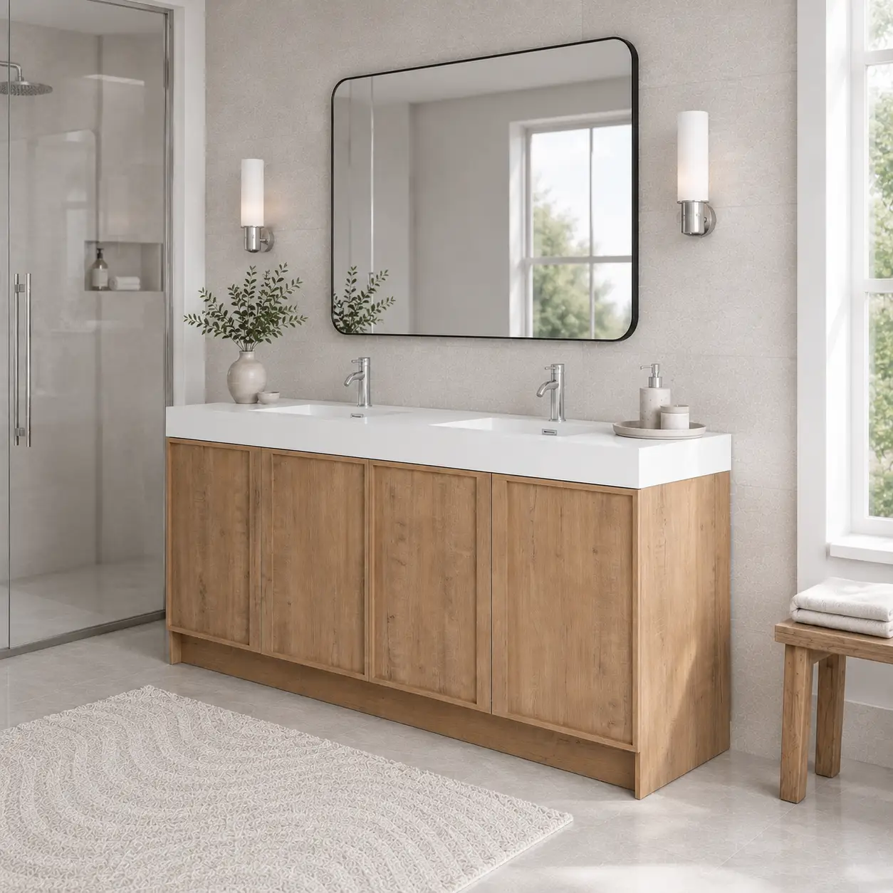 72" Freestanding Bathroom Vanity With Dual Resin Sink by HouseOfZazla