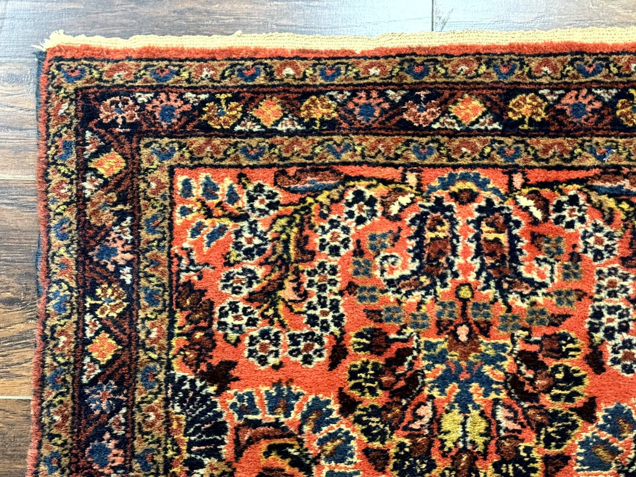 Antique Persian Lilihan Rug 2x4, Red, Floral, Wool, Handmade Lilian Persian Carpet by Jewel Rugs