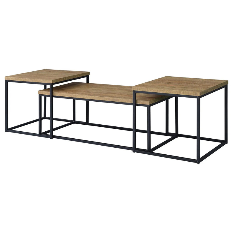 Straden 3-piece Engineered Wood Coffee Table Set Mango and Black by Unique Piece Furniture