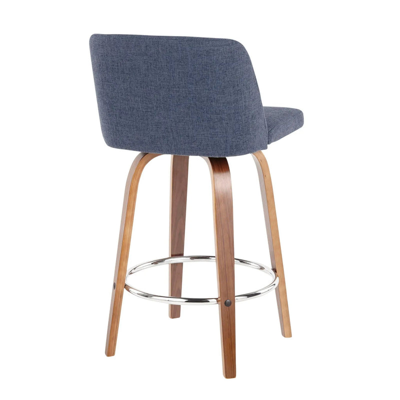 Toriano - Mid-Century Modern Fixed Height Counter Stool With Round Footrest (Set of 2) by HouseOfZazla