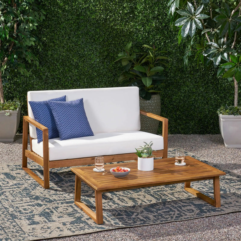 Belgian Loveseat & Coffee Table Set With Water Resistant Cushions by HouseOfZazla