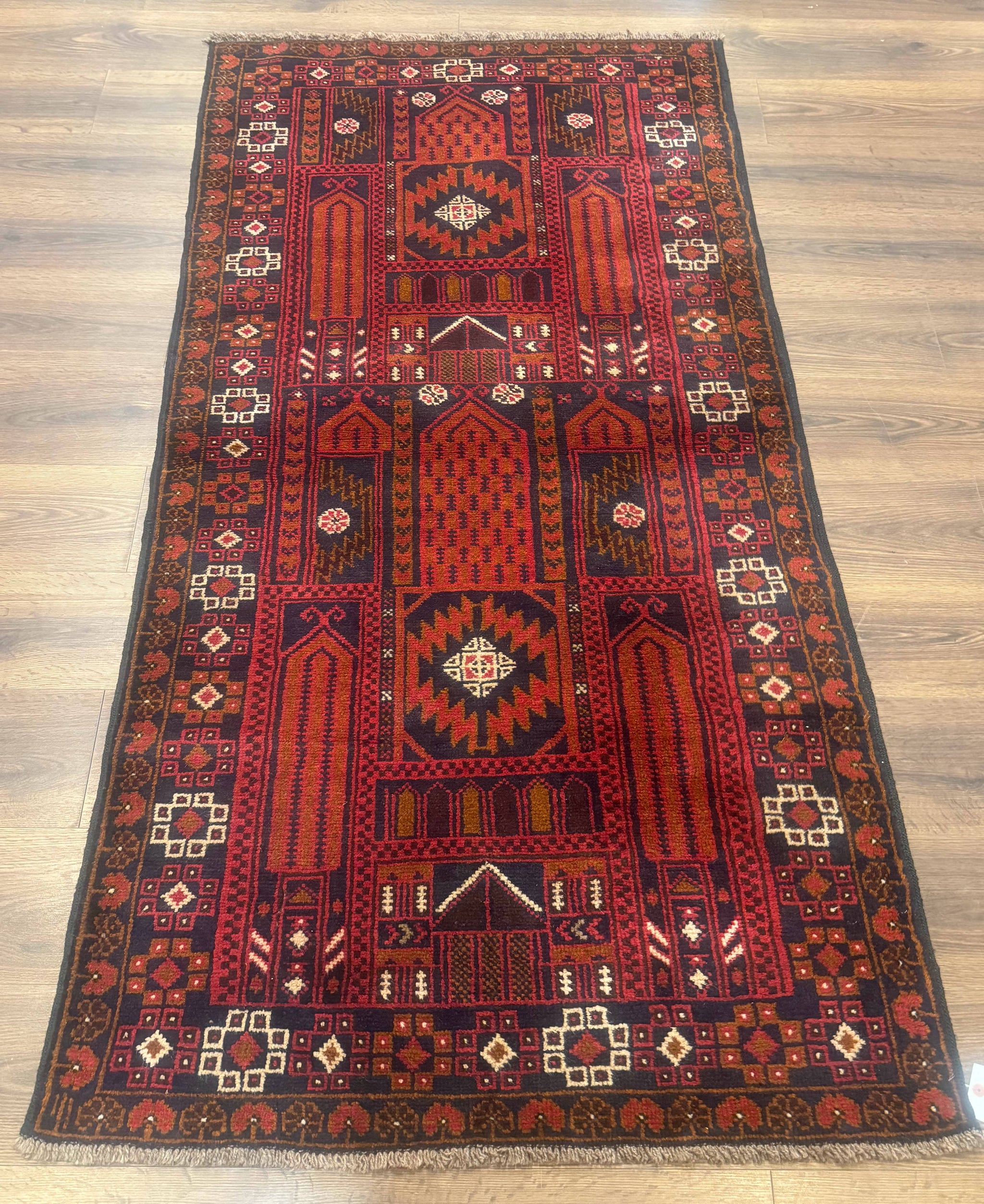 Afghan Rug 3x7, Balouch Carpet, Tribal Rug, Red, New by Jewel Rugs