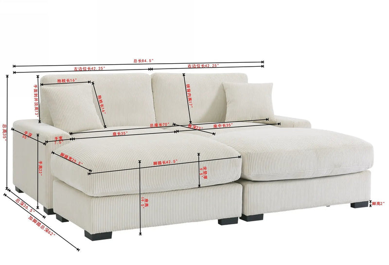 4 Seater Oversized Sectional Sofa With 2 Ottoman And 2 Pillows by Unique Piece Furniture