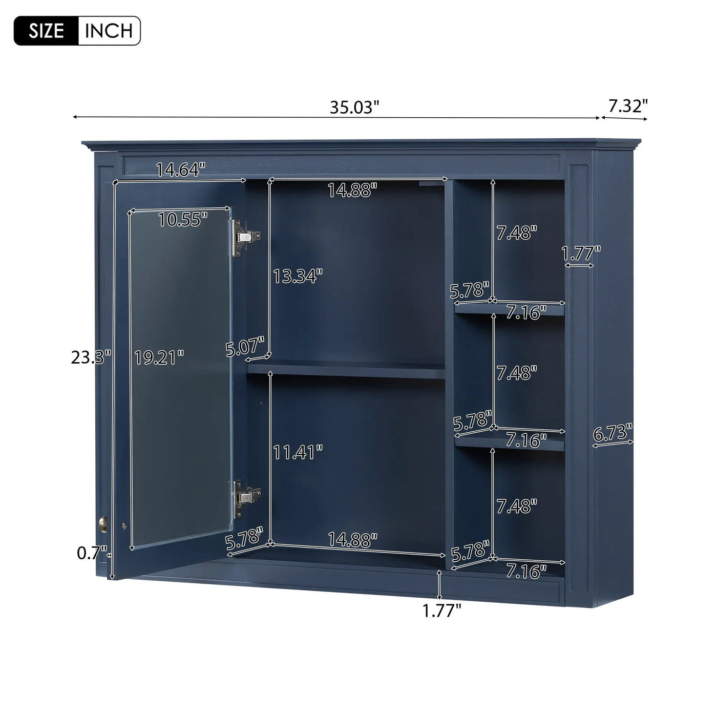 Wall Mounted Medicine Cabinet With Mirror and 6 Open Shelves by HouseOfZazla